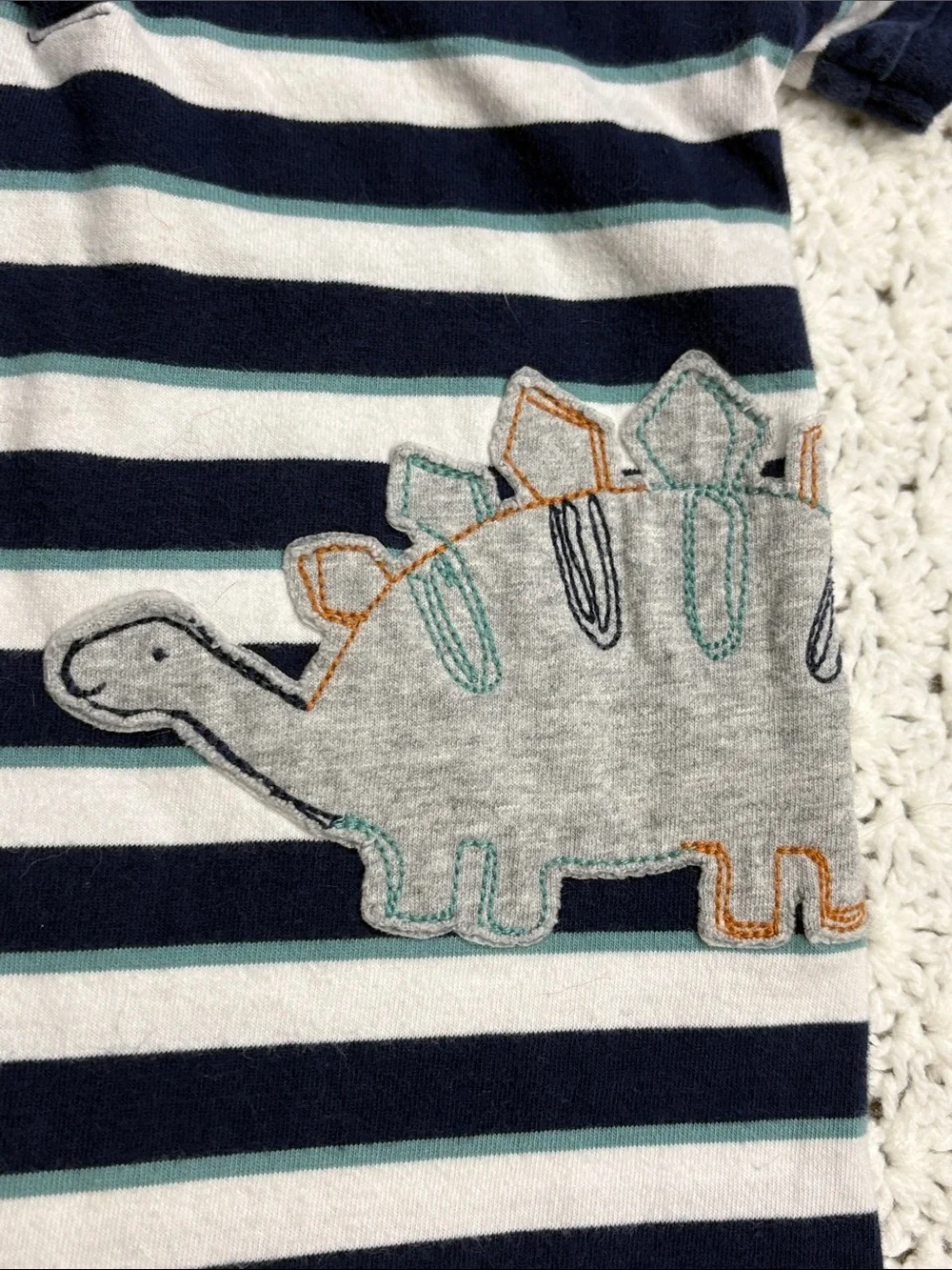 Just One You by Carter's Striped Hooded Baby Navy White & Teal Romper Size 18M !